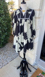 Black and Cream Floral Dress