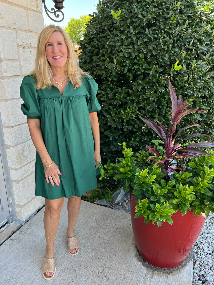 Kelly Green Cotton Shift Dress