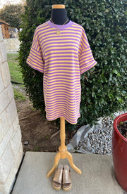 Purple Stripe Tee Dress