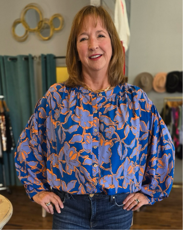 Blue Wing Floral Top