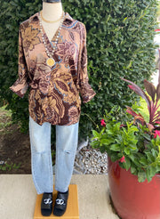 Brown Floral Blouse