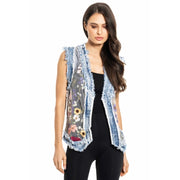 Denim 3D Floral Vest