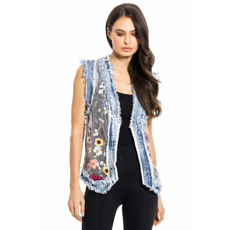 Denim 3D Floral Vest