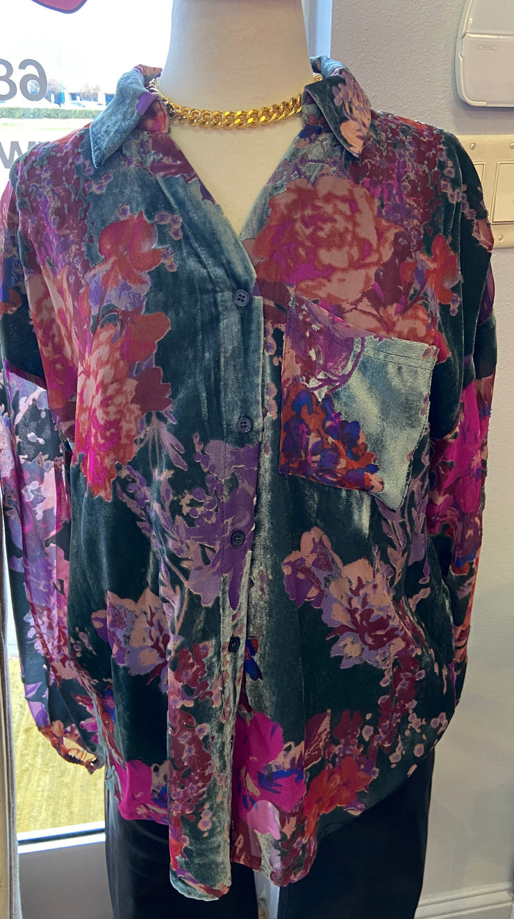 Floral Burnout Blouse