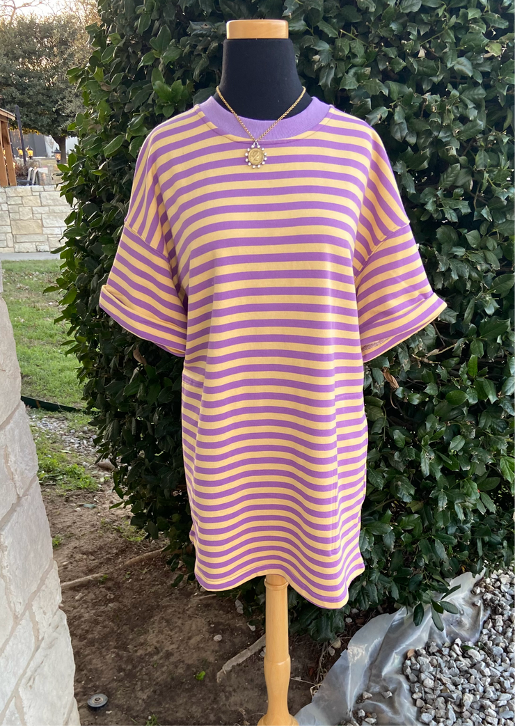 Purple Stripe Tee Dress