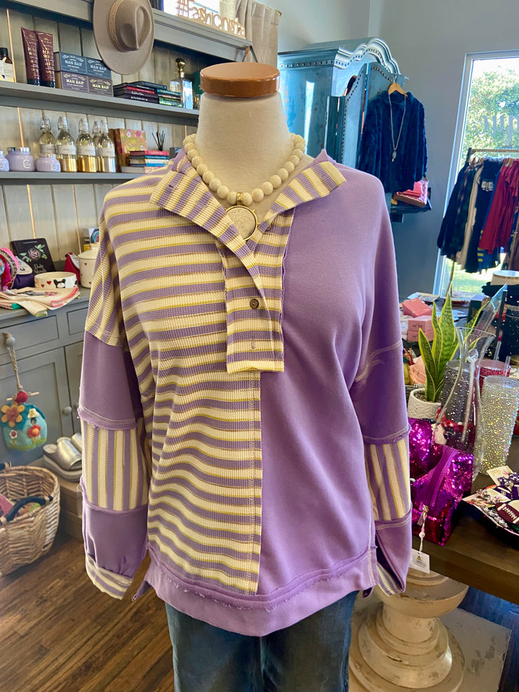 Purple Stripe Thermal Top