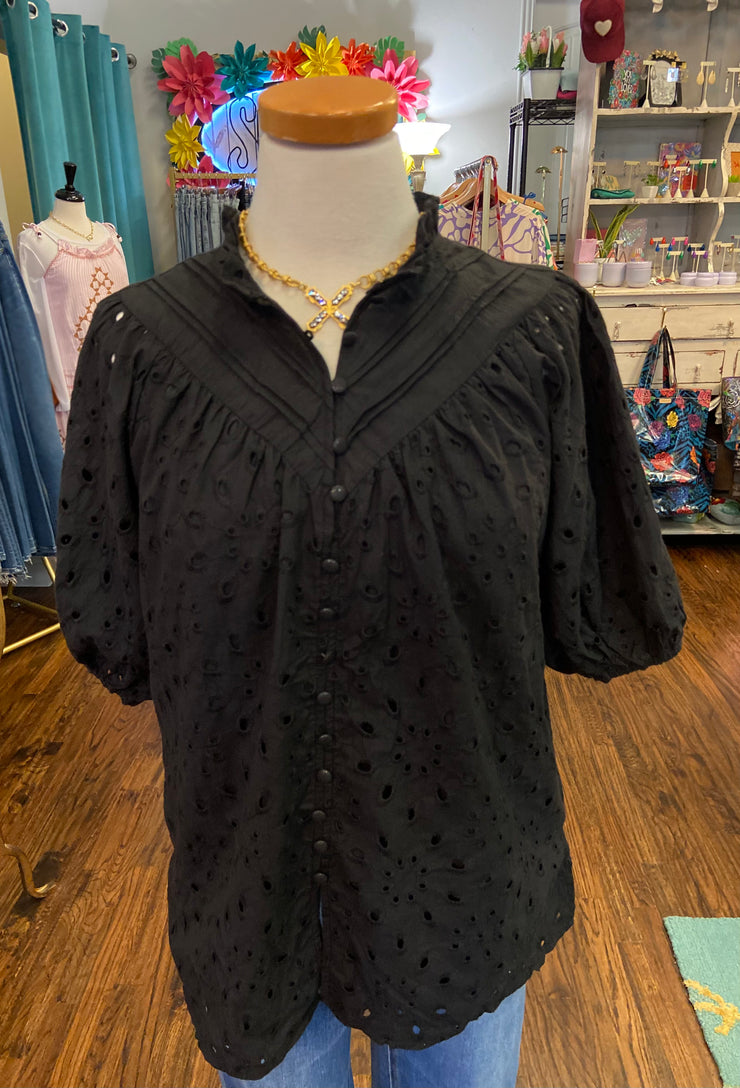 Black Eyelet Blouse