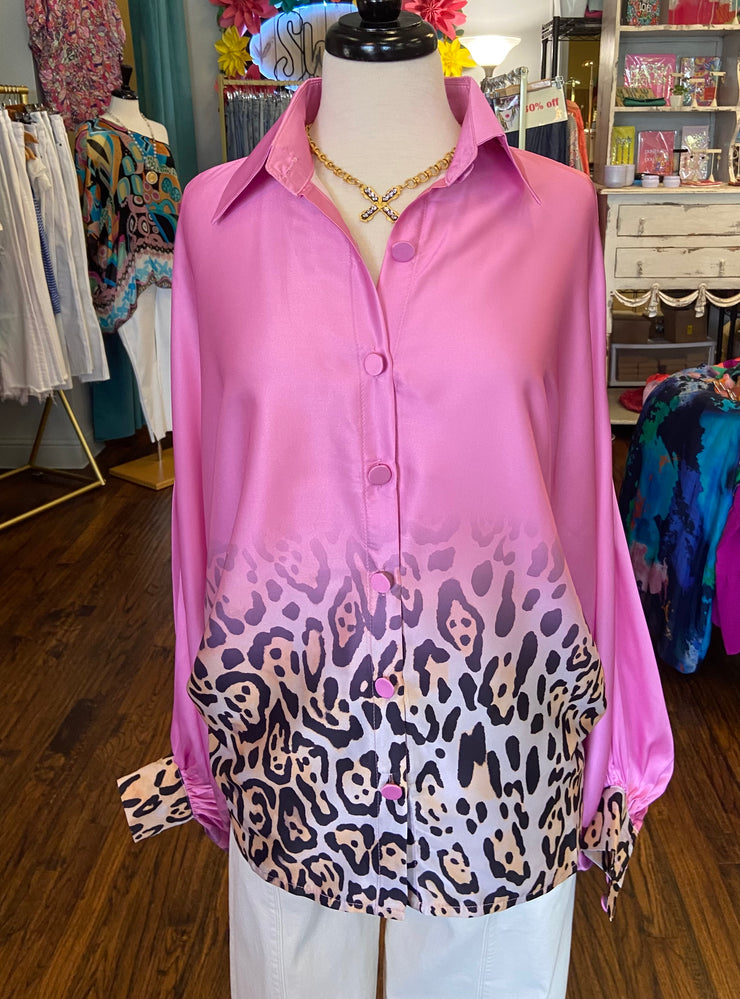 Pink Ombre Leopard Blouse