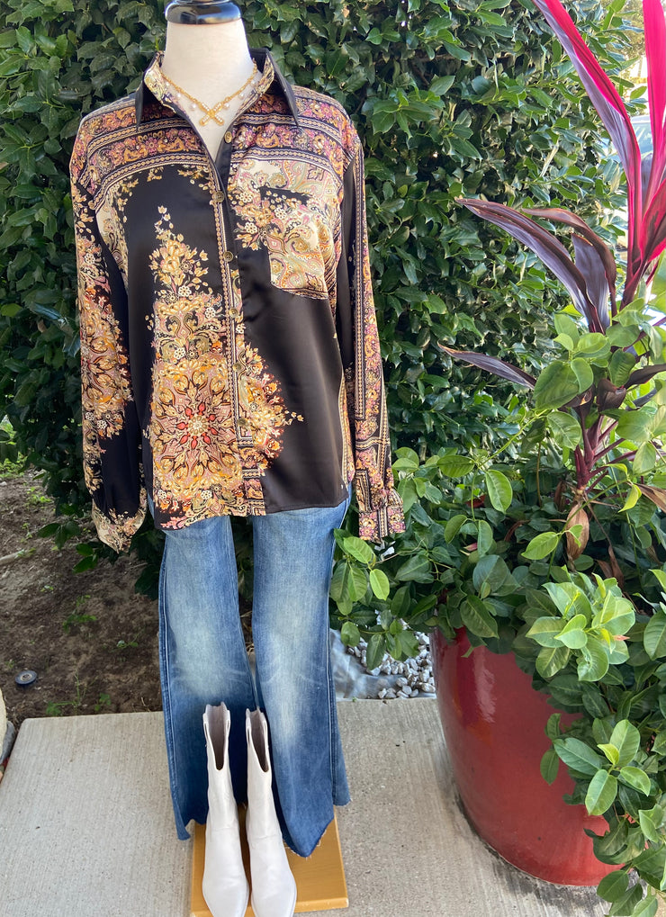 Black Fall Floral Blouse