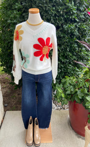 White Daisy Stitch Sweater