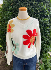 White Daisy Stitch Sweater